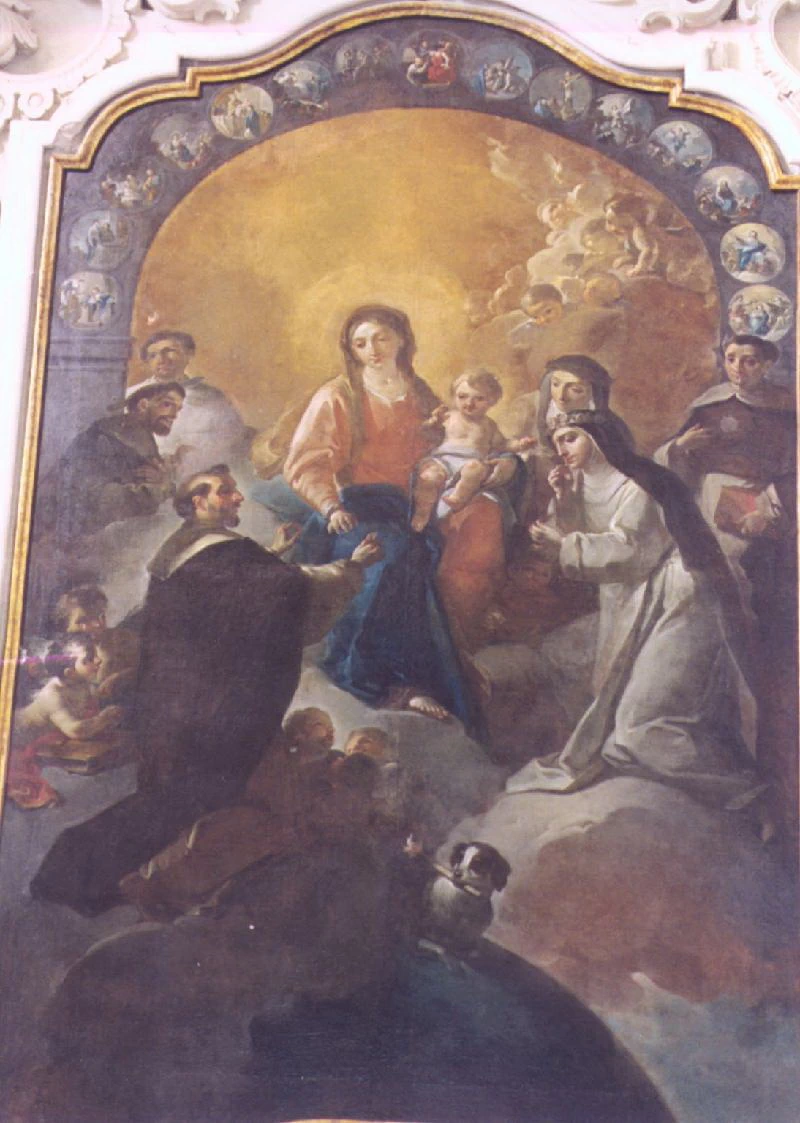 Madonna del rosario con santi domenicani e misteri